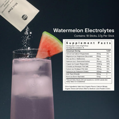 Moon Juice Mini Dew Electrolytes Powder - Sugar Free Minerals & Electrolyte Hydration Powder for Instant Hydration & Brain Support - Magnesium, Calcium, Potassium, Pink Salt, Watermelon, 30 Servings