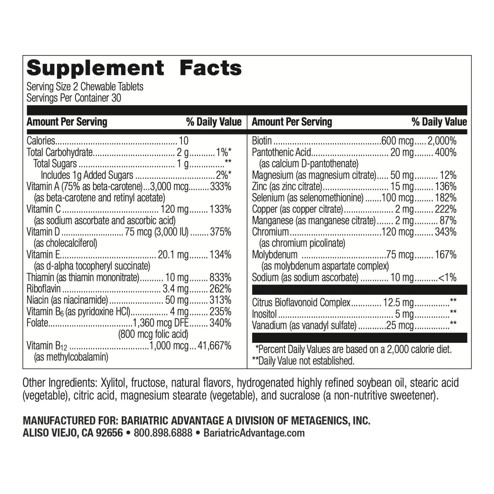 Bariatric Advantage Chewable Essential Multivitamin Without Iron - 200 DV of Key Nutrients - Trace Mineral Support Bariatric Advantage buy australia supplements