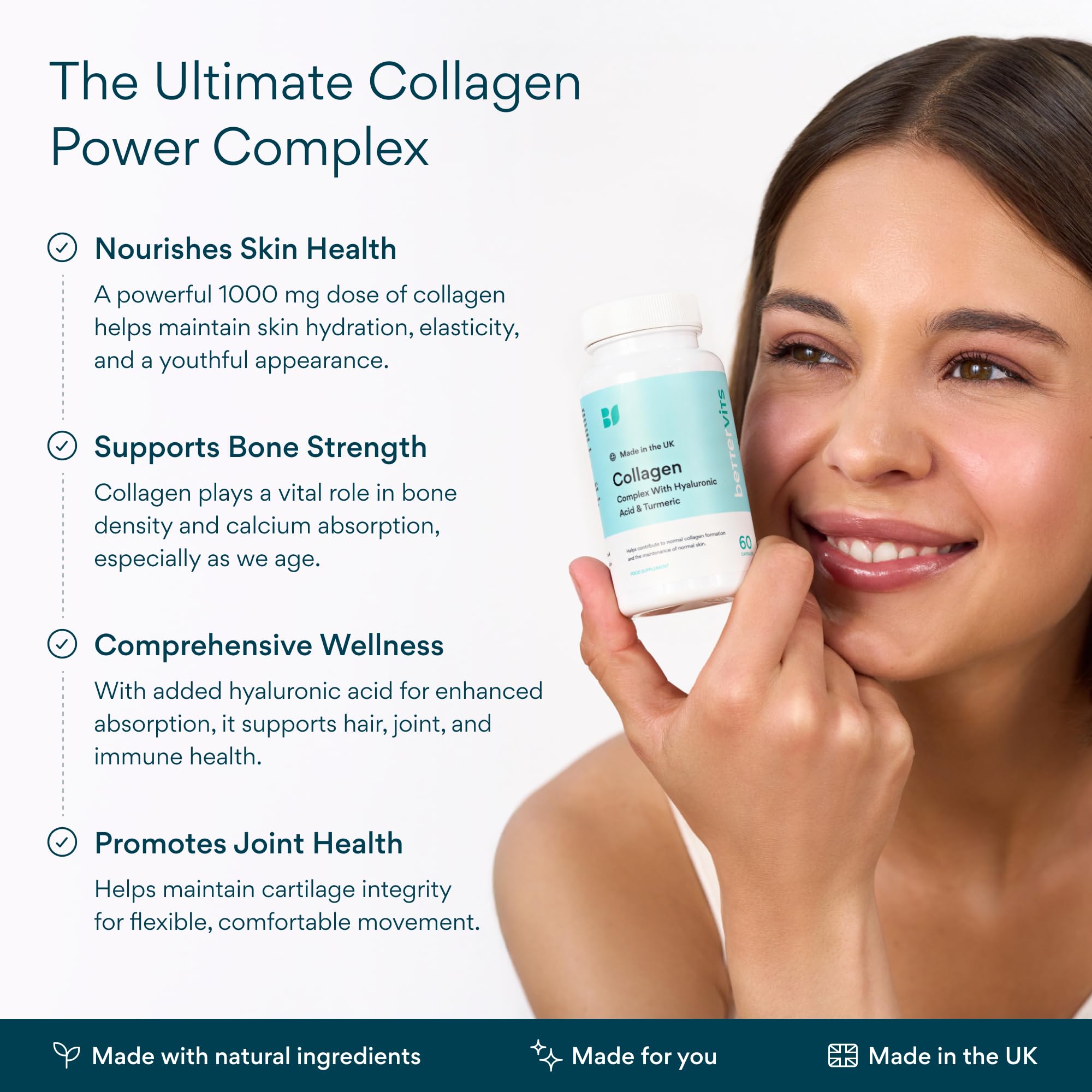 Bettervits Collagen Peptides Complex with Hyaluronic Acid & Turmeric | Hydrolyzed Marine Collagen Supplements for Women & Men | Collagen with Vitamin C for Skin, Hair, Nails & Joints – 60 Capsules Bettervits buy australia supplements