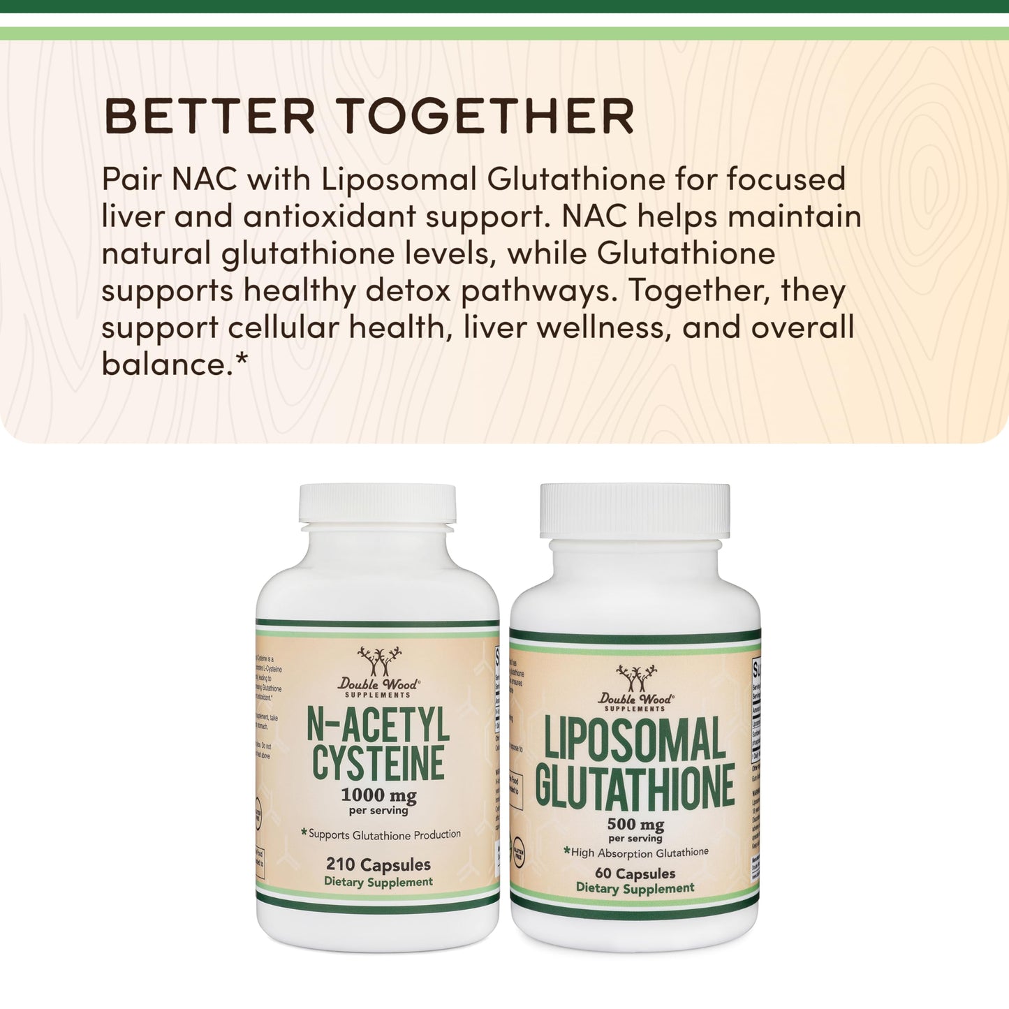NAC Supplement (N-Acetyl Cysteine) - 99%+ Purity Tested - (1,000mg Per Serving 500mg Per Cap, 210 Capsules) (Third Party Tested) with Odor Masking Technology to Boost Glutathione Levels by Double Wood