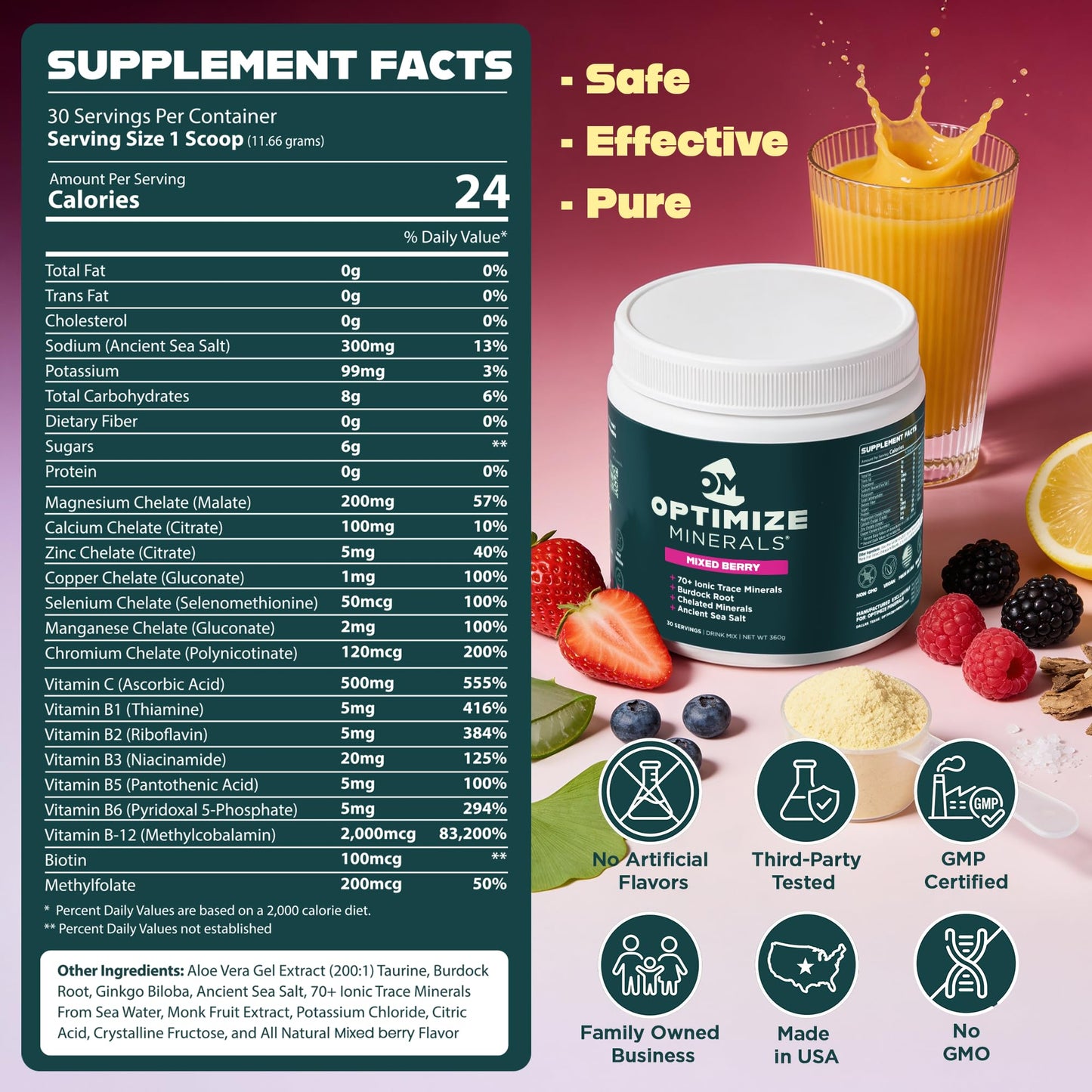 Optimize Minerals Multi Mineral - New Look Same Daily Formula – Magnesium, Electrolytes & Trace Mineral Supplement Powder - Gluten Free Vitamins Drink Optimize Minerals