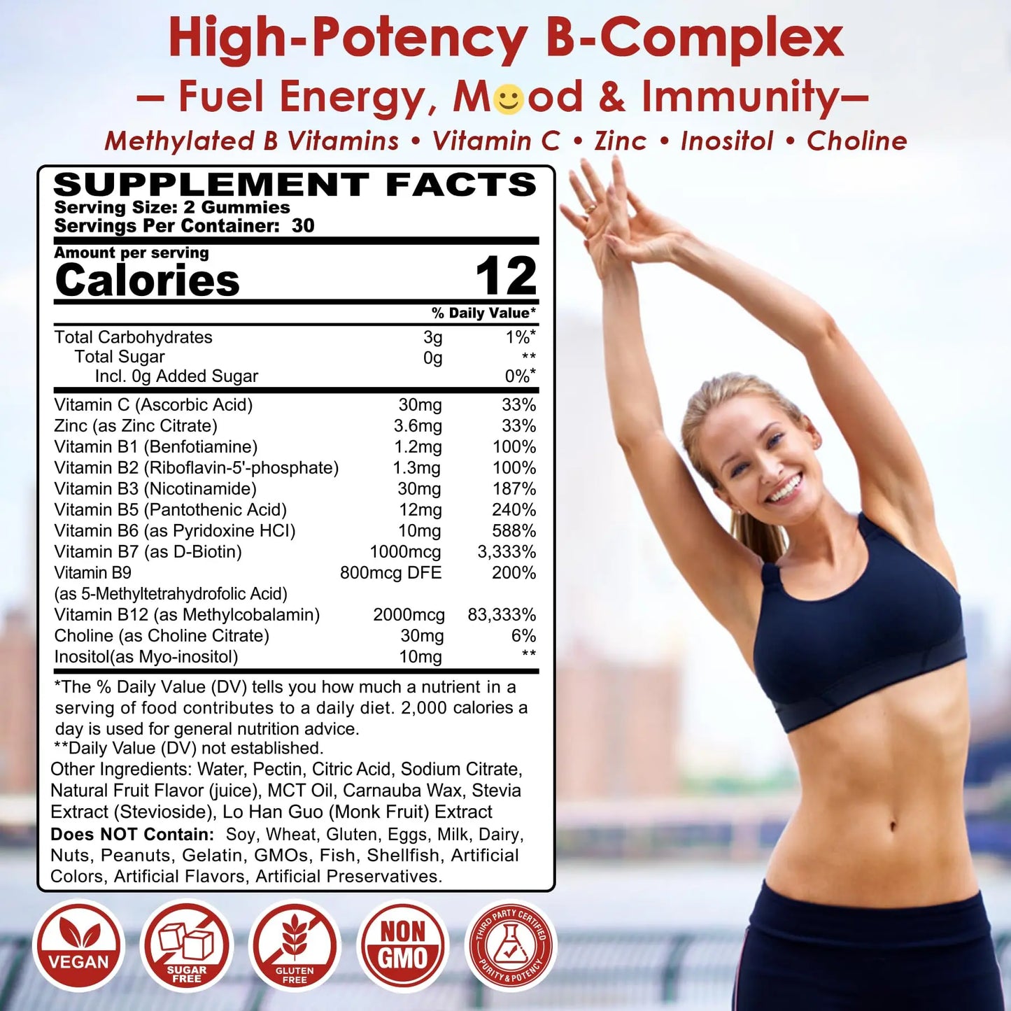 Methylated Vitamin B Complex Gummies 2 Pack, Methyl B12 & Folate with B1, B2, B3, B5, Biotin | Vitamin C, Zinc, Choline & Inositol – B Complex Supplement for Energy Nextdia