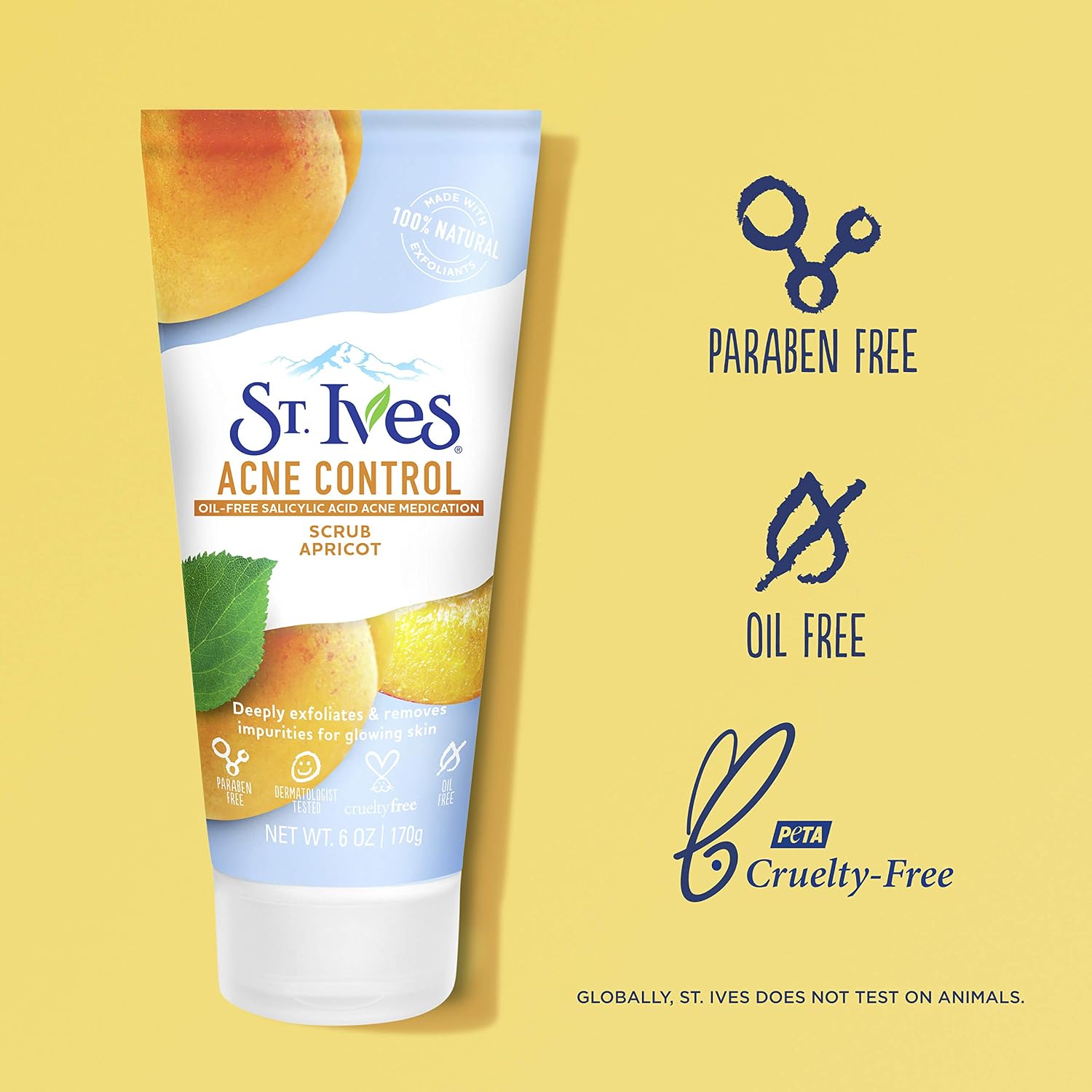 St. Ives Acne Control Face Scrub Deeply Exfoliates and Prevents Acne for Smooth, Glowing Skin Apricot Made with Oil-Free Salicylic Acid Acne Medication, Made with 100% Natural Exfoliants 6 oz Gsupps Australia