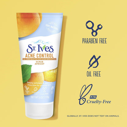 St. Ives Acne Control Face Scrub Deeply Exfoliates and Prevents Acne for Smooth, Glowing Skin Apricot Made with Oil-Free Salicylic Acid Acne Medication, Made with 100% Natural Exfoliants 6 oz Gsupps Australia