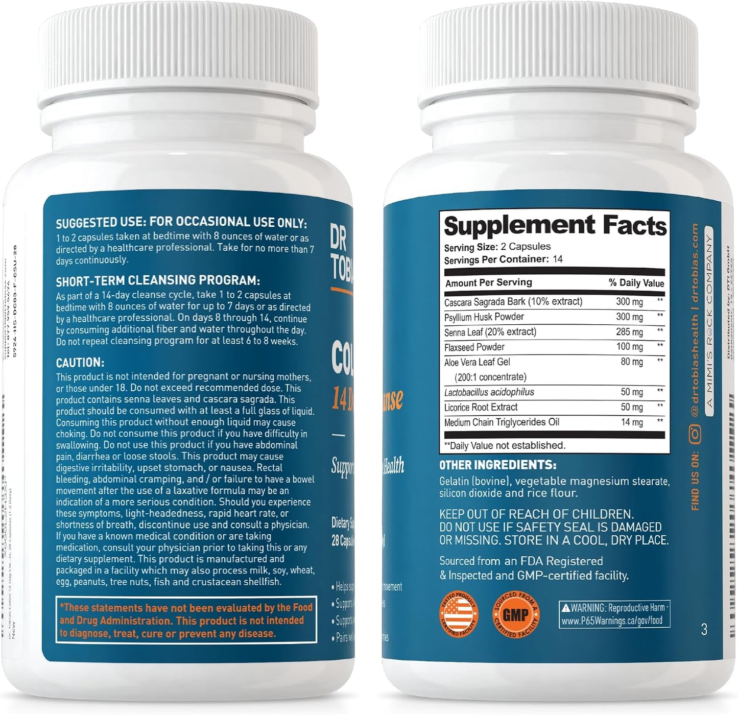 Dr. Tobias Colon 14 Day Cleanse and Colon Everyday Health, Advanced Gut Cleanse Detox & Daily Digestive Support with Psyllium Husk Fiber Powder, Digestive Wellness Bundle, Non-GMO