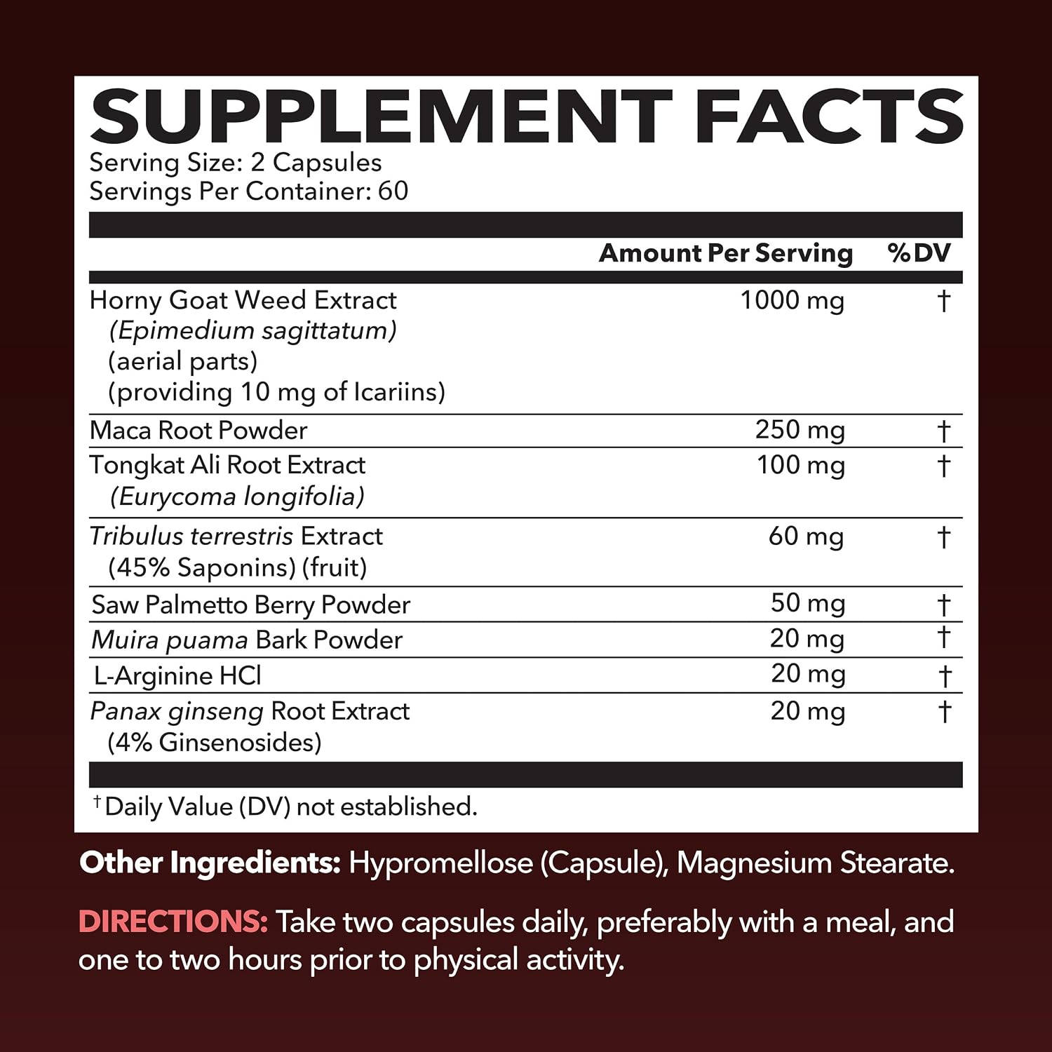 Horny Goat Weed with Maca, Tongkat Ali and Saw Palmetto, 60 Servings | Vegan, Non-GMO, Gluten free Horny Goat Weed Capsules for Men & Women, Extra Strength Performance, 120 Count, 2 Month Supply Gsupps Australia