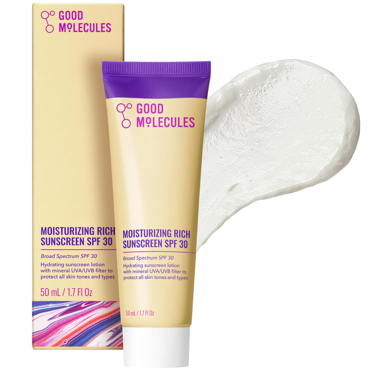 Good Molecules Moisturizing Rich Face Sunscreen Broad Spectrum SPF 30, 1 oz Good Molecules