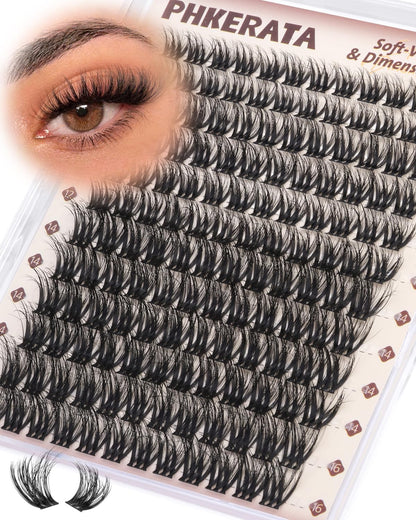 PHKERATA Fluffy Lash Clusters Wispy Eyelash Clusters D Curl PHKERATA