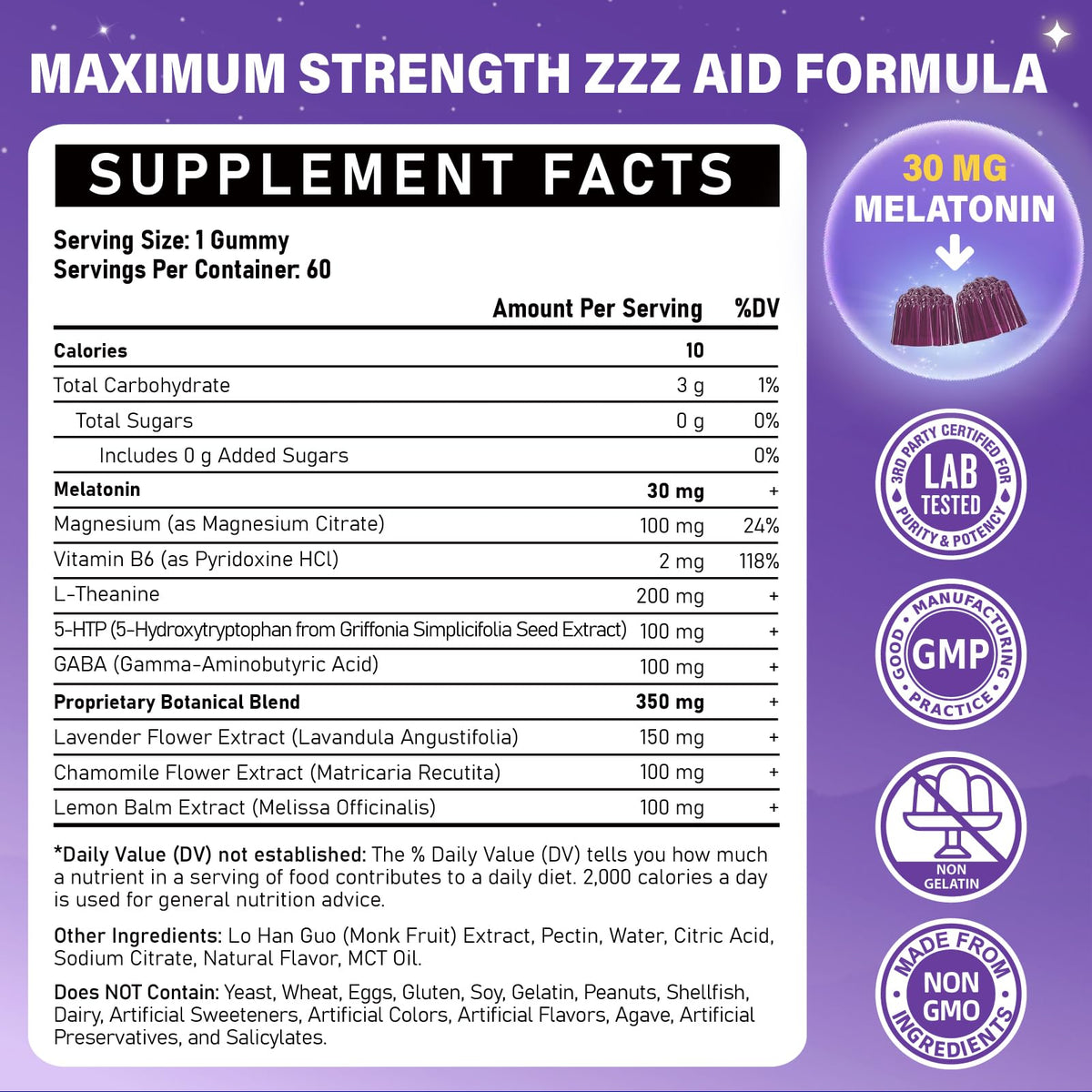 Veyttisy Melatonin 30mg Gummies for Adults - Sugar Free Melatonin Gummies Maximum Strength with Magnesium, B6, GABA & Botanical Blend - Non-Habit Forming,Vegan Veyttisy