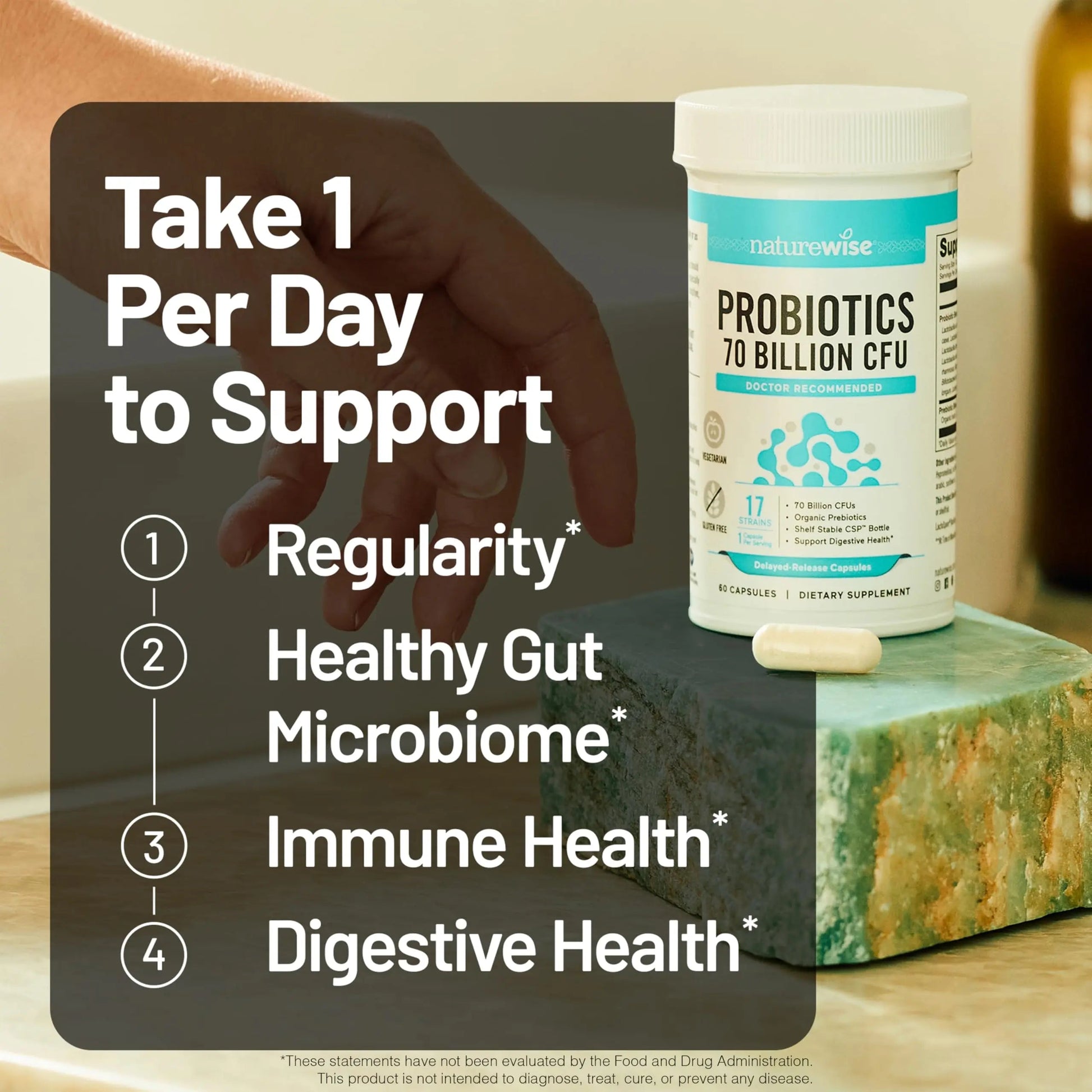 NatureWise Probiotics 70 Billion CFU - 17 Strains + Organic Prebiotics - Immune, Digestive & Gut Health Support for Women & Men - Vegetarian, Gluten-Free, Non-GMO - 30 Capsules[1-Month Supply] NatureWise buy australia supplements