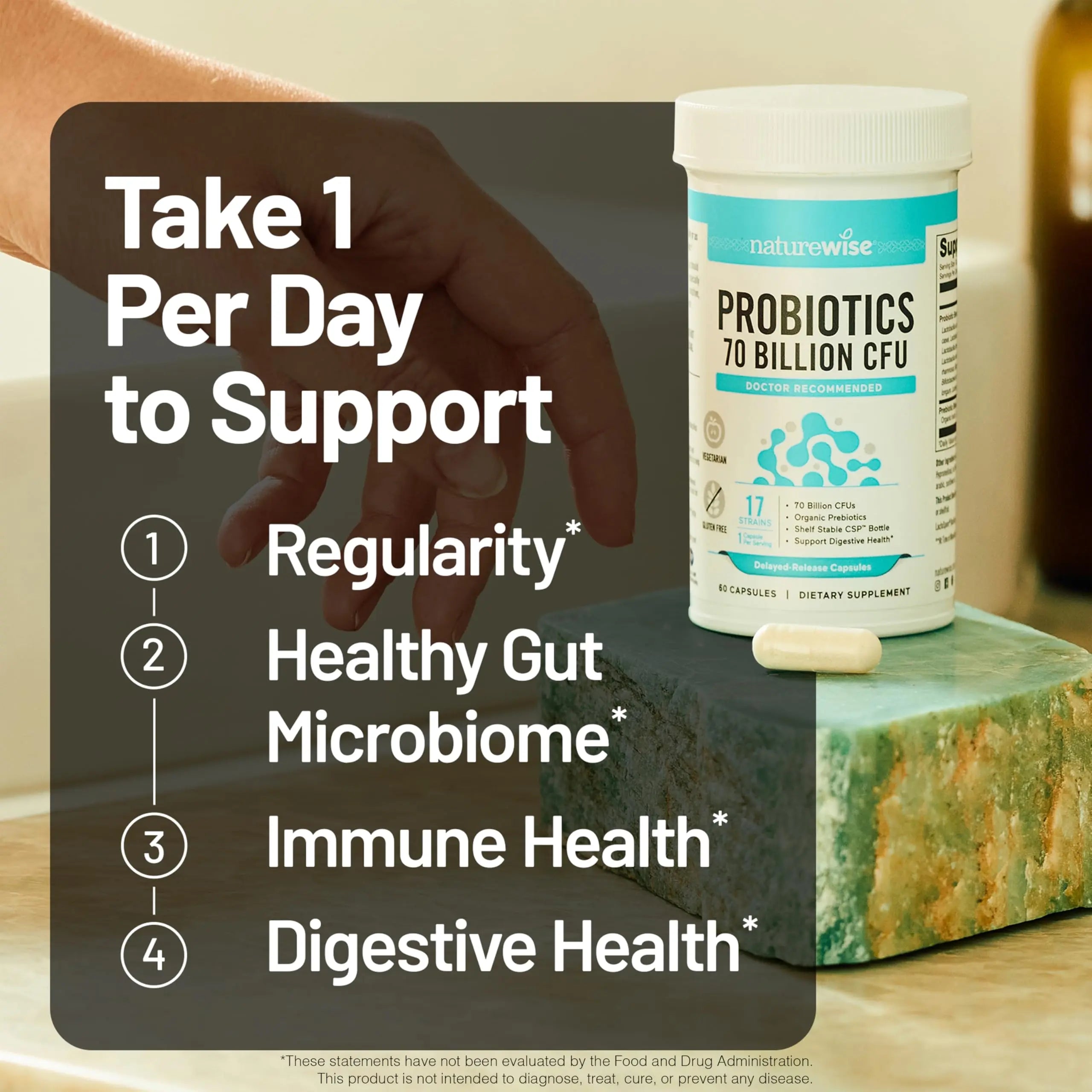 NatureWise Probiotics 70 Billion CFU - 17 Strains + Organic Prebiotics - Immune, Digestive & Gut Health Support for Women & Men - Vegetarian, Gluten-Free, Non-GMO - 30 Capsules[1-Month Supply] NatureWise buy australia supplements