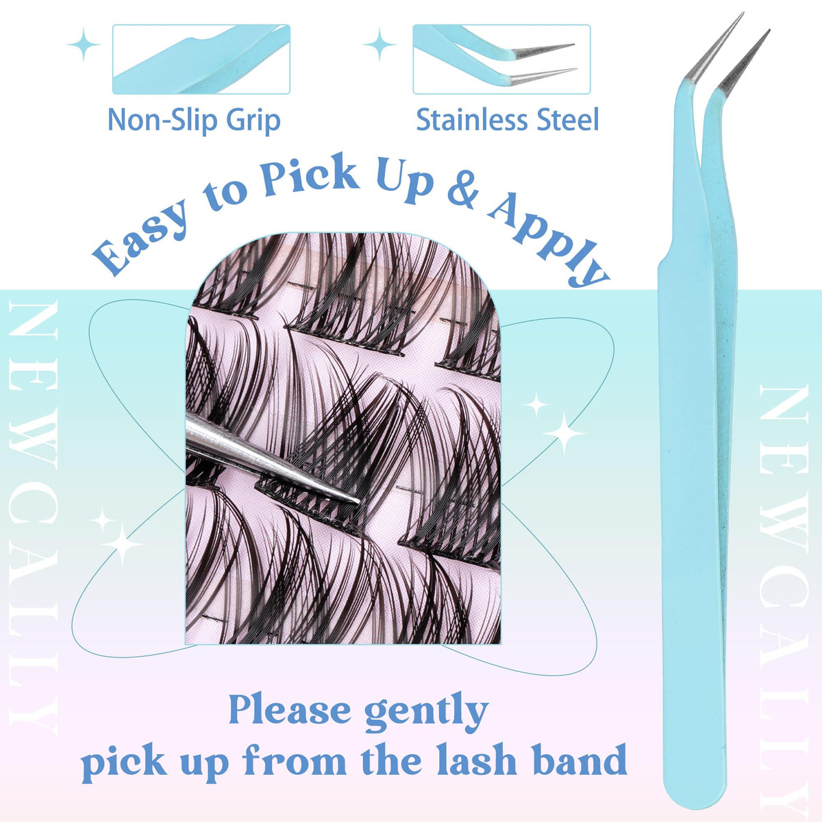 Lash Clusters Kit Wispy Natural Cluster Eyelash Extension Kit DIY Lash Extension Kit C-curly 10-16MM Eyelash Clusters Volume Individual Lashes Kit by Newcally Newcally