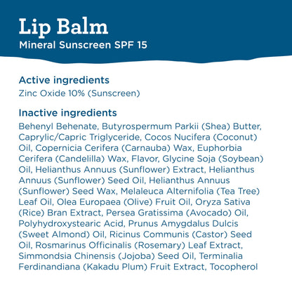 BLUE LIZARD Mineral SPF 15 Lip Balm, 3-Pack: Broad Spectrum Sun Protection, Natural Coconut Flavor, 8 Natural Oils BLUE LIZARD