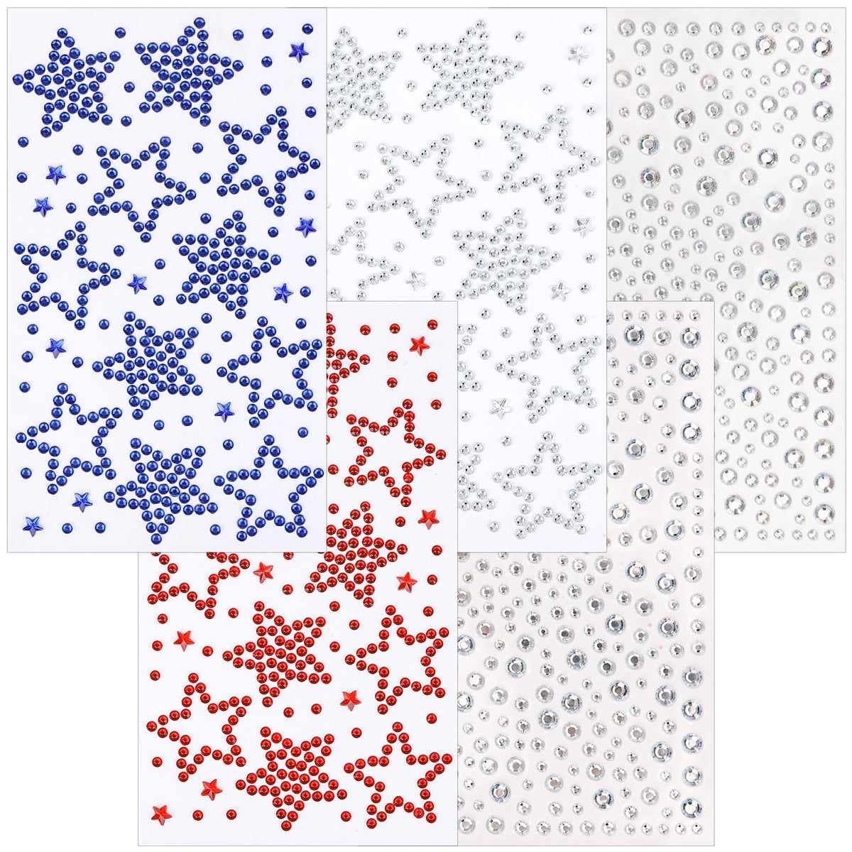 Teenitor 4th of July Star Face Gems, Self Adhesive Face Jewels for Women, Gem Stickers Face Rhinestones, Star Rhinestone Stickers 4th of July Accessories Teenitor