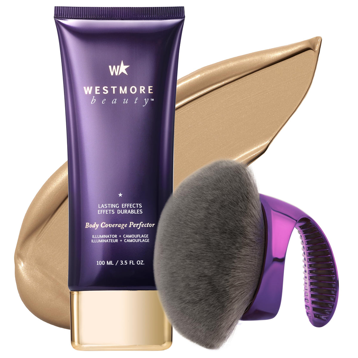 Westmore Beauty Body Coverage Perfector & Brush - Waterproof Leg Makeup- 2N Westmore Beauty