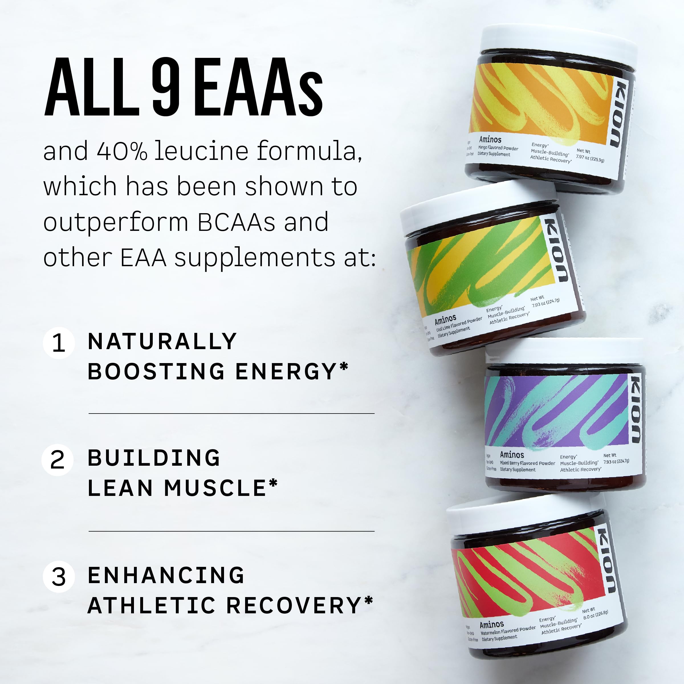 Kion Aminos - Essential Amino Acids Supplement, Essential Amino Acids Powder for Muscle Recovery, BCAA EAA No Caffeine, Amino Acid Powder, Essential Amino Energy - 30 Servings, Mixed Berry Kion buy australia supplements