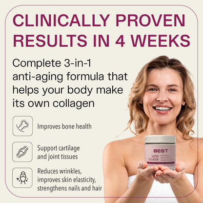 FORTIBONE® Collagen - 3 Clinically-Supported Bioactive Collagen Peptides with FORTIBONE®, FORTIGEL®, VERISOL® Unflavored Collagen for Women - Reduce Wrinkles, BEST Supplements