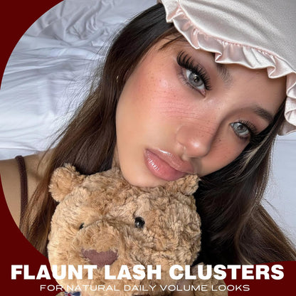 Flaunt Lash Clusters Wispy Eyelash Clusters 10-16mm Volume Cluster Eyelash Extensions Faux Mink D Curl Lashes Clusters Spider Individual Lashes Extensions with Wide Band by Pleell Pleell