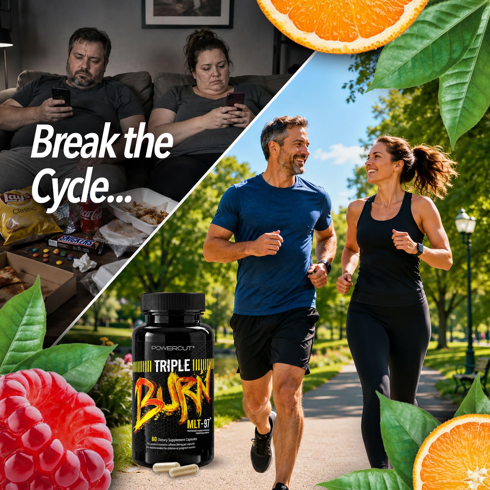 Triple Burn  Pills for Women & Men, Fat Burner GLP-1 Support, Appetite Suppressant, Diet Pills with Green Coffee Extract & Cayenne (60 Capsules) powercut buy australia supplements