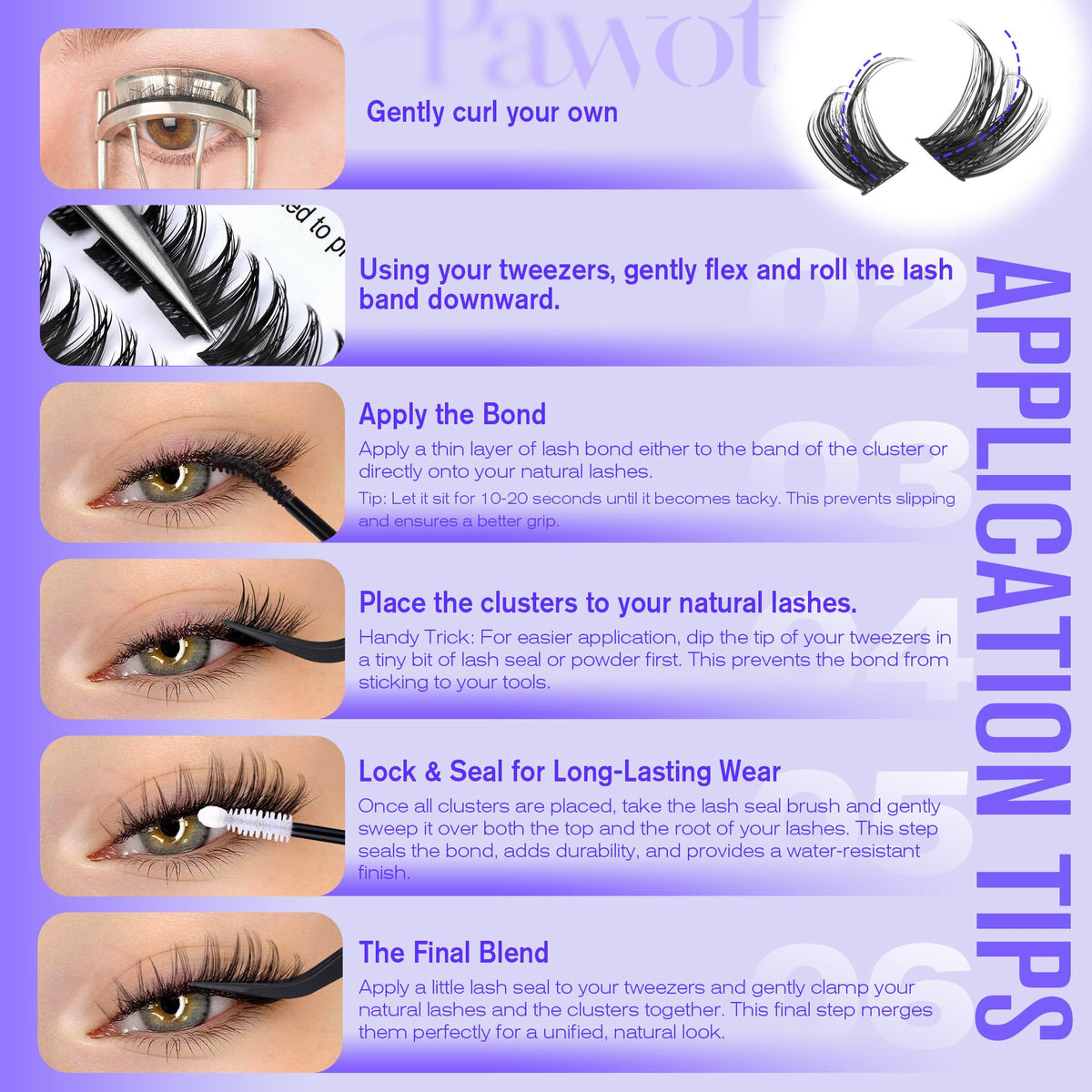 Pawotence Lash Clusters Wispy Kira Cluster Eyelash Extensions 10-18mm Individual Lashes DIY Cluster Lashes Extension Soft Comfortable Eyelash Clusters with Thin Band Pawotence