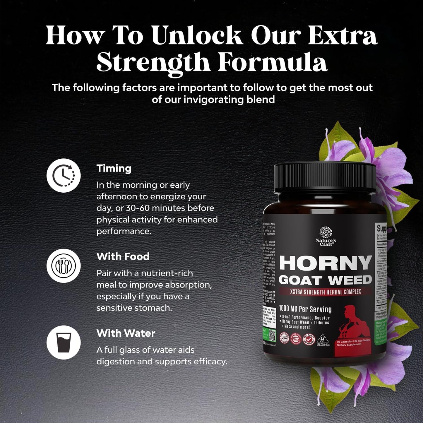 Horny Goat Weed for Men - Extra Strength Male Supplement with Black Maca Root, Tongkat Ali, Saw Palmetto & Panax Ginseng Extract for Stamina & Energy - 60 Count Gsupps Australia