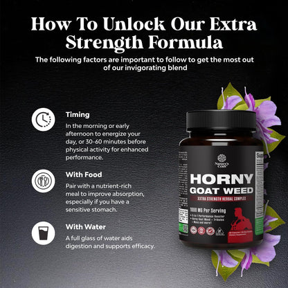 Horny Goat Weed for Men - Extra Strength Male Supplement with Black Maca Root, Tongkat Ali, Saw Palmetto & Panax Ginseng Extract for Stamina & Energy - 60 Count Gsupps Australia