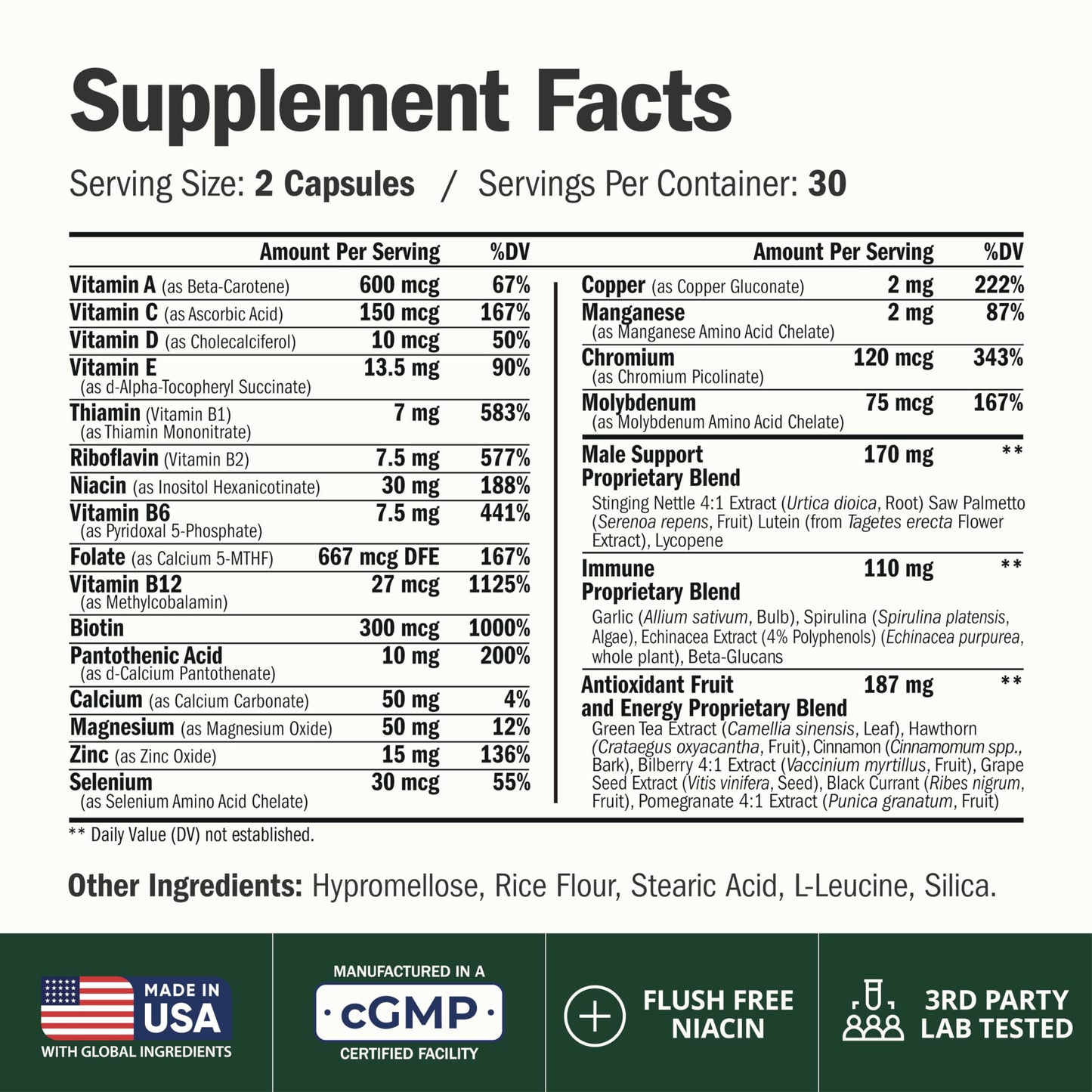 Multivitamin for Men with Methylated Vitamins and Chelated Minerals for Energy, Focus and Immune Health – Premium Daily Mens Vimerson Health
