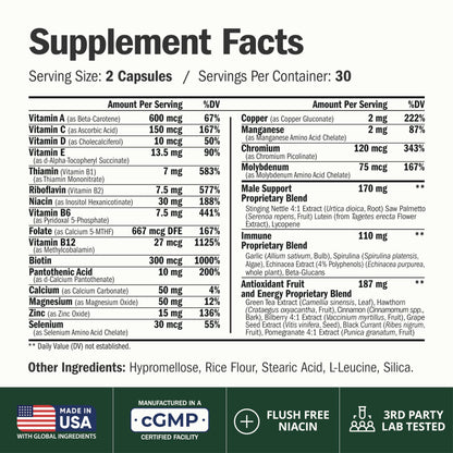Multivitamin for Men with Methylated Vitamins and Chelated Minerals for Energy, Focus and Immune Health – Premium Daily Mens Vimerson Health