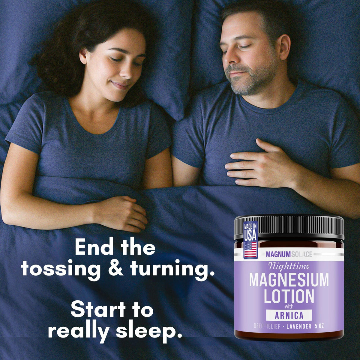 Magnum Solace Nighttime Magnesium Lotion with Arnica – Highly Concentrated Magnesium for Muscles & Joints – Apply to Legs or Feet Before Bed – Skin-Friendly Magnum Solace