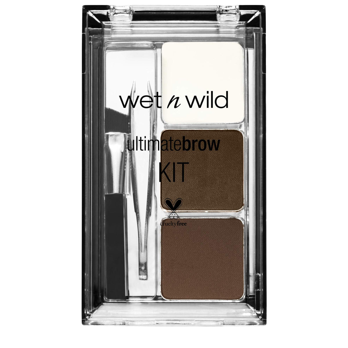 wet n wild Ultimate Eyebrow Makeup Kit, Long-Lasting Matte Brow Powder, Tweezers, Wax & Brush, Built-In Mirror, Purse-Friendly Compact - Dark Brown wet n wild