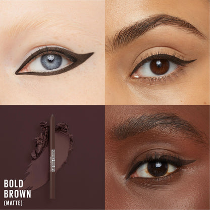 Maybelline TattooStudio Long-Lasting Sharpenable Eyeliner Pencil, Glide on Smooth Gel Pigments with 36 Hour Wear, Waterproof, Bold Brown, 1 Count MAYBELLINE
