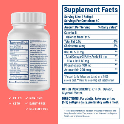 NativePath Antarctic Krill Oil - Wild-Caught Omega 3 Krill Oil 500mg Softgels with EPA, DHA and Astaxanthin - Supplement for Joint, Hear NativePath