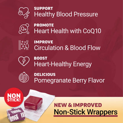 Force Factor Total Beets Ultimate Heart Health Chews for Blood Pressure Support, with Beetroot Powder, CoQ10, B Vitamins & Grapeseed Extract for Blood Flow Force Factor