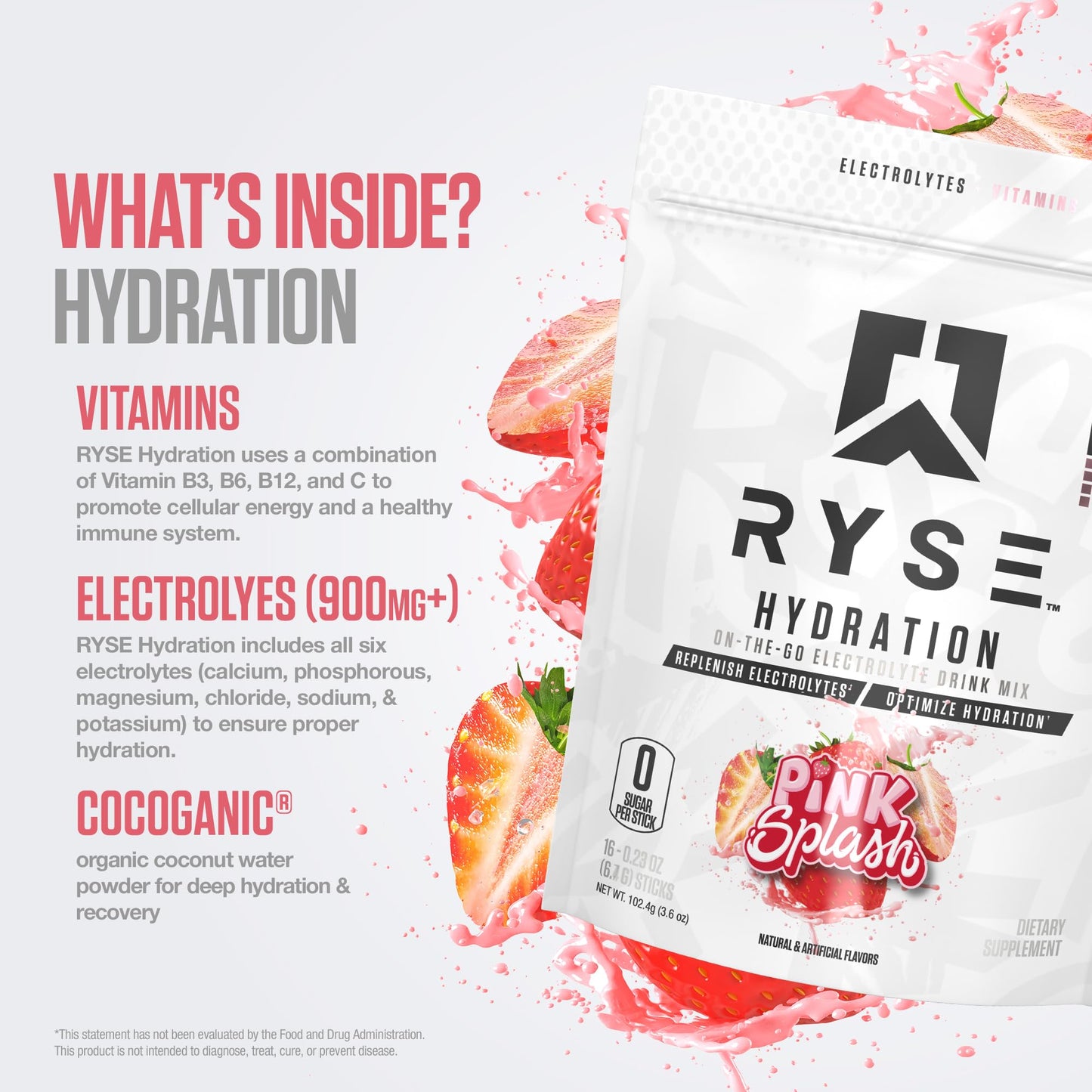 RYSE Hydration Electrolyte Powder Drink Mix Packets - Kool-Aid Grape - Sugar-Free Full Spectrum Electrolytes with Essential Vitamins, Taurine and Choline for Rehydration - 16 Serving Sticks