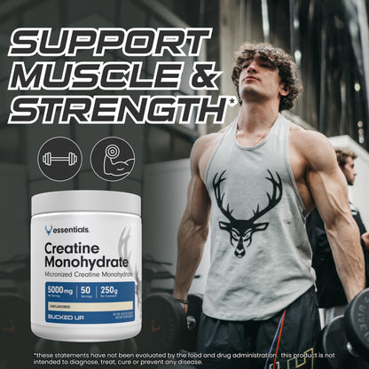 Bucked Up Pure Micronized Creatine Monohydrate for Women and Men - Easy to Mix and Unflavored - 5G Per Serving - 50 Servings - 250 Grams Per Container