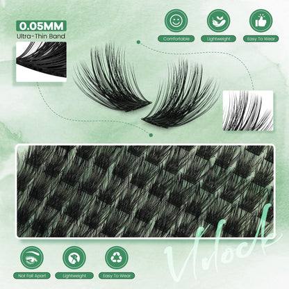 Enchantress Lash Clusters DIY Lash Extensions Individual Lashes Waterproof Long-Lasting Fluff & Weightless Look with Ultra-Thin Band Glue Remover Tweezer for Beginners(Enchantress Lashes, 10-18mm) VLVLOCK