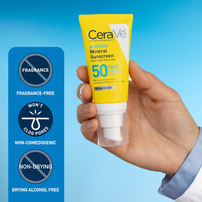 CeraVe Invisible Mineral Sunscreen SPF 50 Face Sunscreen, 1.7oz CeraVe