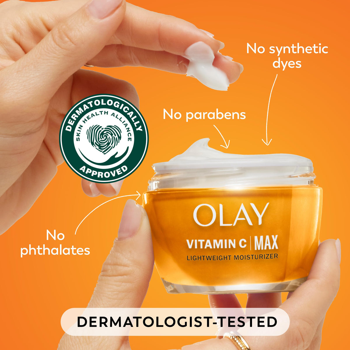 Olay, Vitamin C MAX Face Moisturizer, Brightening Cream for Women, Hydrating, Evens Tone, Dark Spot and Hyperpigmentation Reduction, Glowing Skin Care - Niaciniamide, Peptides, 1.7 Ounce Olay