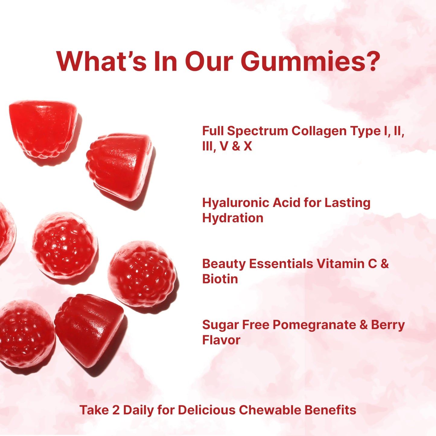 Micro Ingredients Multi Collagen Peptides, 120 Collagen Gummies | Type I,II,III,V,X Protein with Biotin, Hyaluronic Acid, & Vitamin C Complex | Pomegranate & Berry Flavored Micro Ingredients