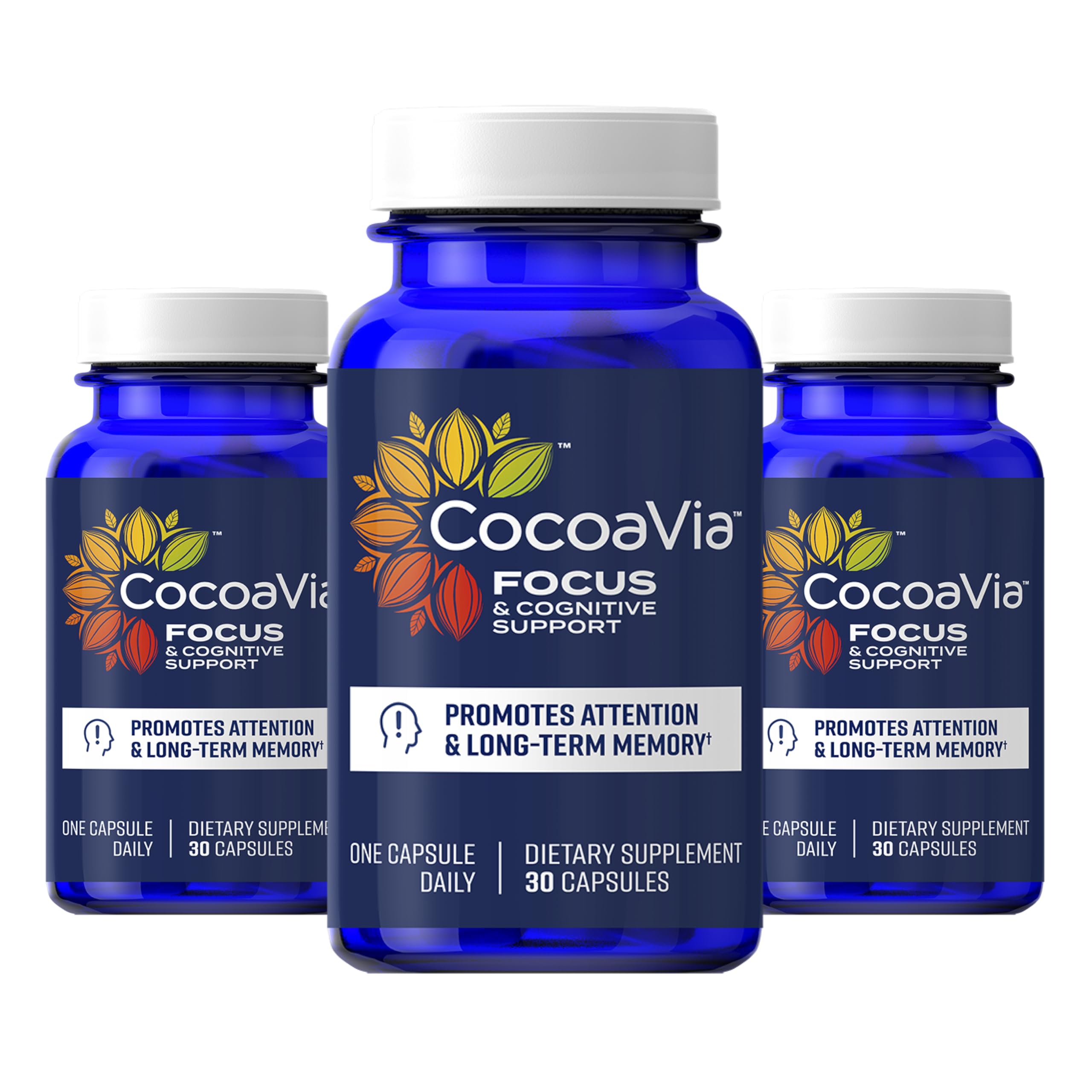 CocoaVia Memory & Focus Brain Supplement, 90 Day, Cocoa Flavanol Blend, Lutein, Added Caffeine for Boost. Improve Cognitive Function, Attention, Vegan & Plant Based, 90 Capsules CocoaVia buy australia supplements