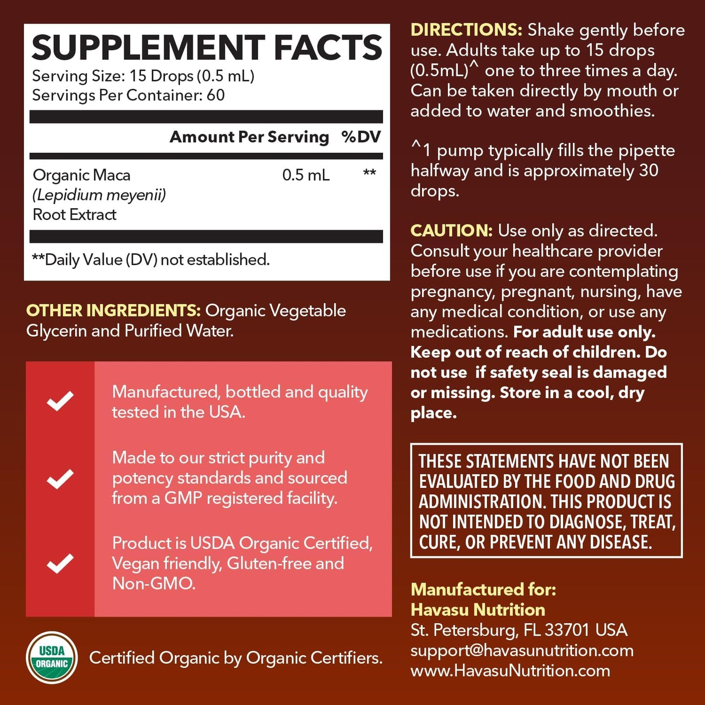 Organic Maca Root Liquid, Unflavored, 1fl oz, Supports Hormone Balance | Organic Maca Root Liquid Drops, Mood, Energy in Women & Men, Lepidium Meyenii to Support Performance & Vitality, Non-GMO Gsupps Australia