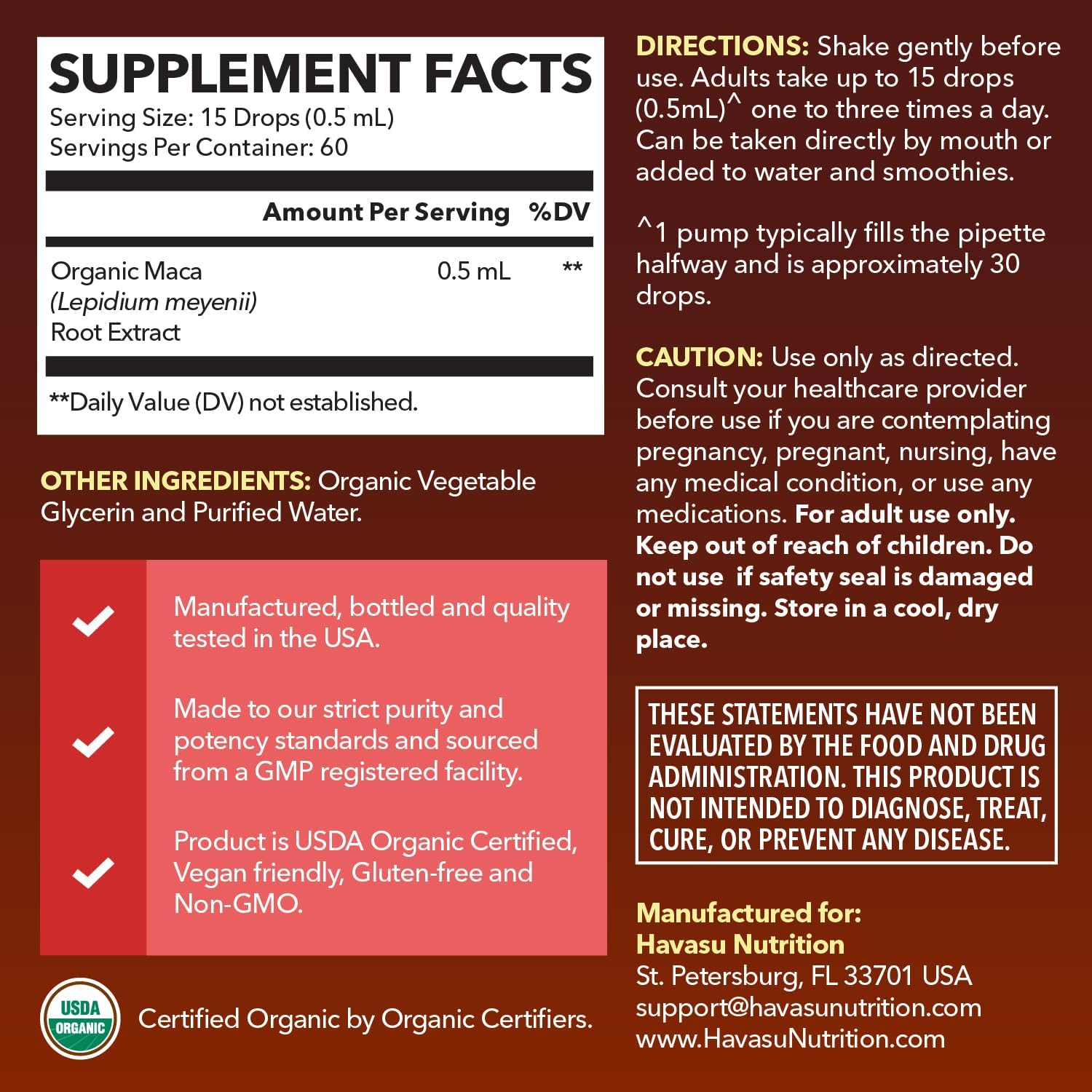 Organic Maca Root Liquid, Unflavored, 1fl oz, Supports Hormone Balance | Organic Maca Root Liquid Drops, Mood, Energy in Women & Men, Lepidium Meyenii to Support Performance & Vitality, Non-GMO Gsupps Australia