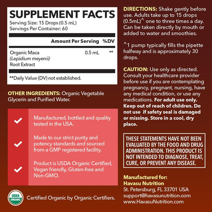 Organic Maca Root Liquid, Unflavored, 1fl oz, Supports Hormone Balance | Organic Maca Root Liquid Drops, Mood, Energy in Women & Men, Lepidium Meyenii to Support Performance & Vitality, Non-GMO Gsupps Australia