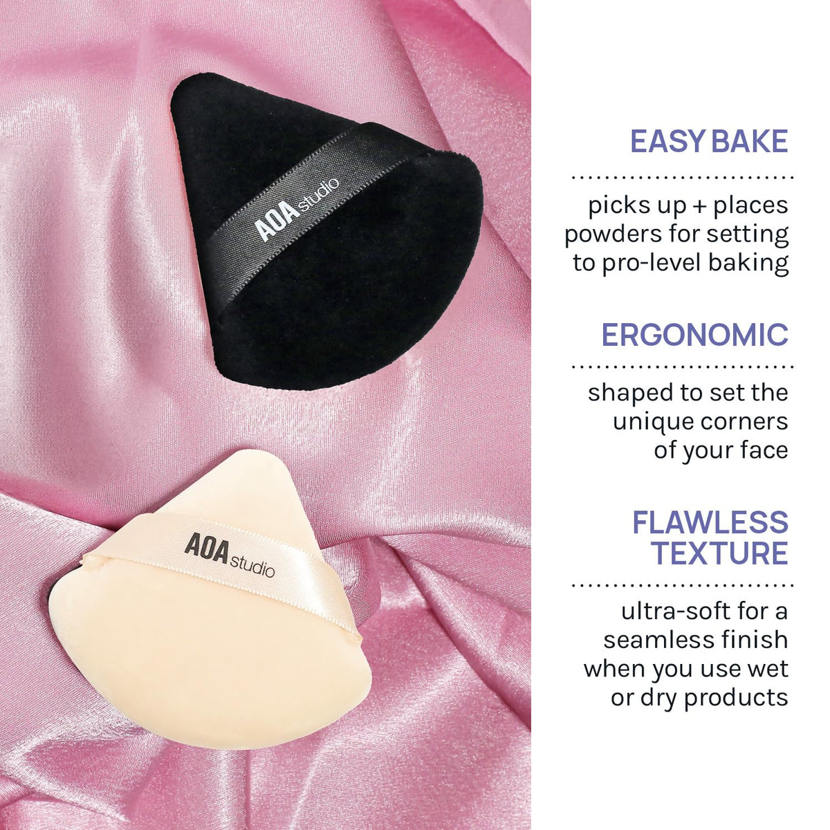 AOA Studio Velvet Puffs Makeup Puff Set of 6 Loose Powder Body Powder, Velour Makeup Blender Sponge Foundation Blending Sponges Set Beauty Makeup Tools(Black/Peach) AOA STUDIO