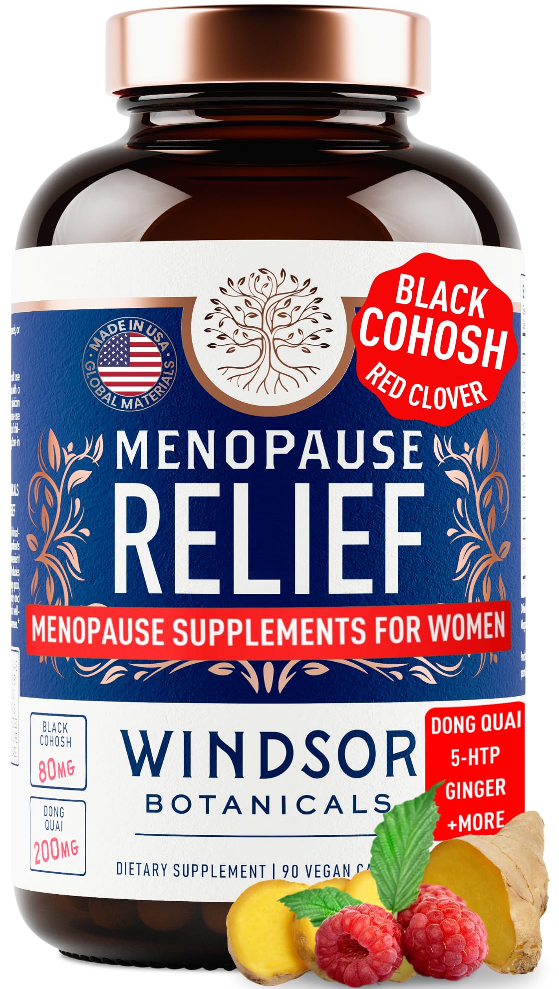 Menopause Supplements for Women - 5-HTP, Dong Quai, Black Cohosh for Menopause Hot Flashes, Night Sweats Relief Support - Womens Pre Meno Premenopausal Perimenopause Supplement - 90 Caps WINDSOR BOTANICALS buy australia supplements