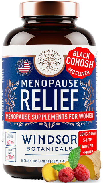 Menopause Supplements for Women - 5-HTP, Dong Quai, Black Cohosh for Menopause Hot Flashes, Night Sweats Relief Support - Womens Pre Meno Premenopausal Perimenopause Supplement - 90 Caps WINDSOR BOTANICALS buy australia supplements