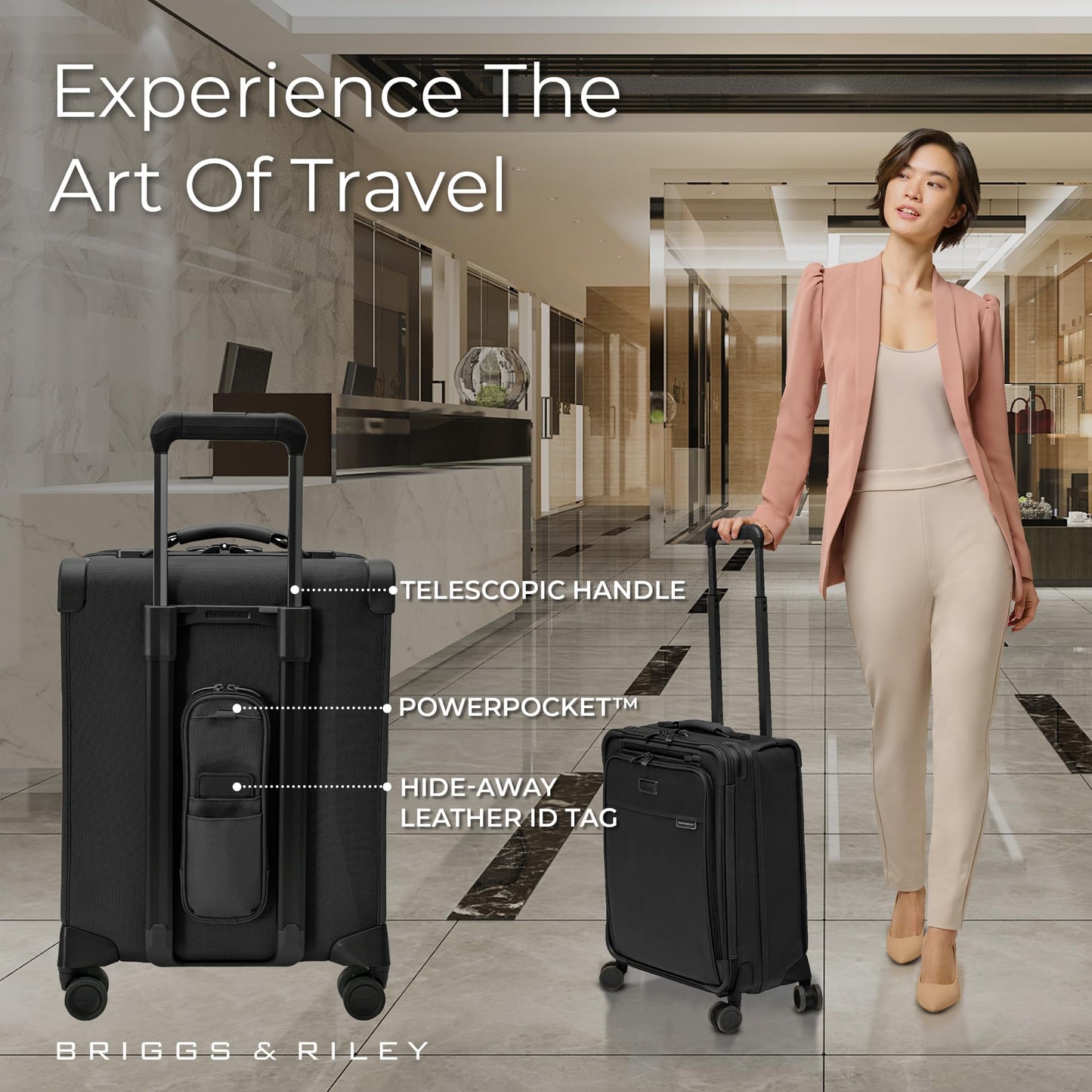 Briggs & Riley Essential 22" Carry On Expandable Spinner - Luggage for Travel, Suitcases with Wheels, Softside Rolling Bag for Men & Women, Self-Repairing Zipper - Baseline Collection, Black Gsupps Australia