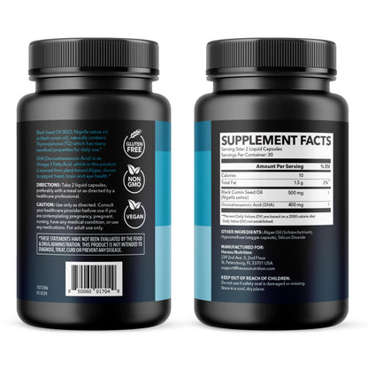 Black Seed Oil Capsules, Vegan, Non-GMO, Cold-Pressed Nigella Sativa, 90ct | 1500mg Per Serving Black Cumin Supplement for Skin Health, Immune Function, and Digestive Health, Unflavored, 30 Servings Gsupps Australia