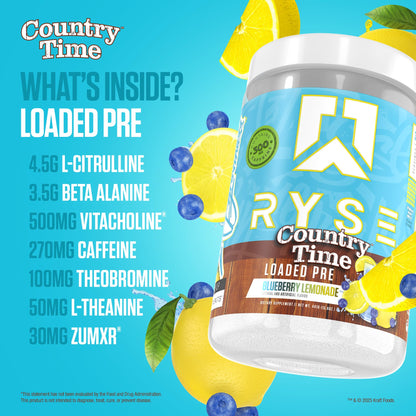 RYSE Loaded Pre Workout Powder - Strawberry Squeeze - Daily Pre-Workout for Men & Women with 390mg Caffeine, Beta Alanine, and Citrulline for Pump, Focus, and Energy - 30 Servings
