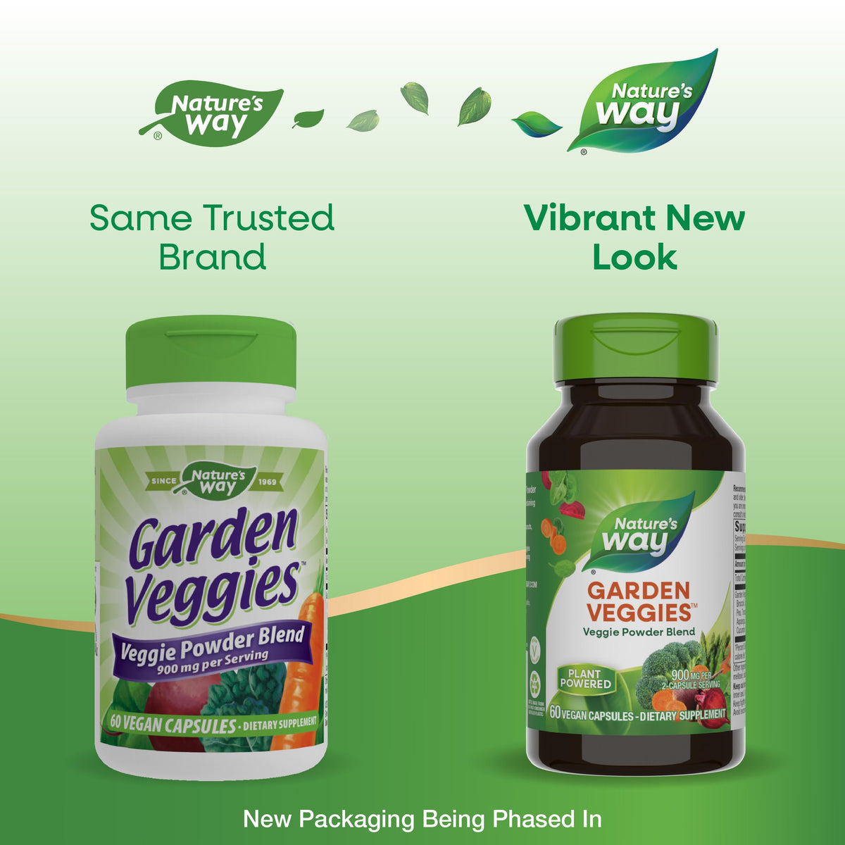Nature’s Way Garden Veggies, Vegetable Supplement Capsules, Plant-Powered Powder Blend Made with 12 Different Vegetables, Green Superfood Veggie Blend Nature's Way